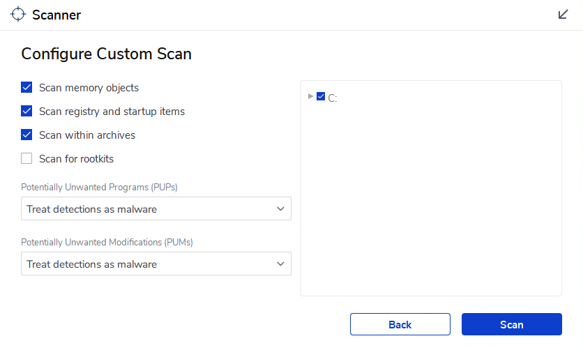 Malwarebytes scan store